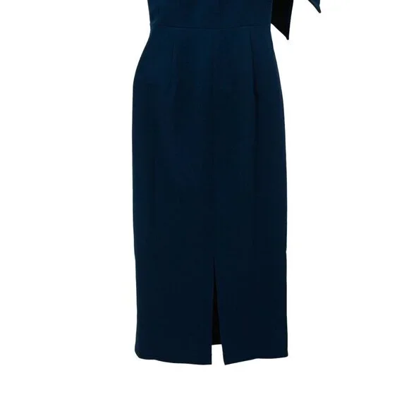 Dress the Population Tiffany Orchard One Shoulder Midi Dress Bow Shoulder Blue - Picture 7 of 10
